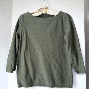 Talbots Sage Green 3/4 Sleeve Pima Cotton Textured Tee, Size S